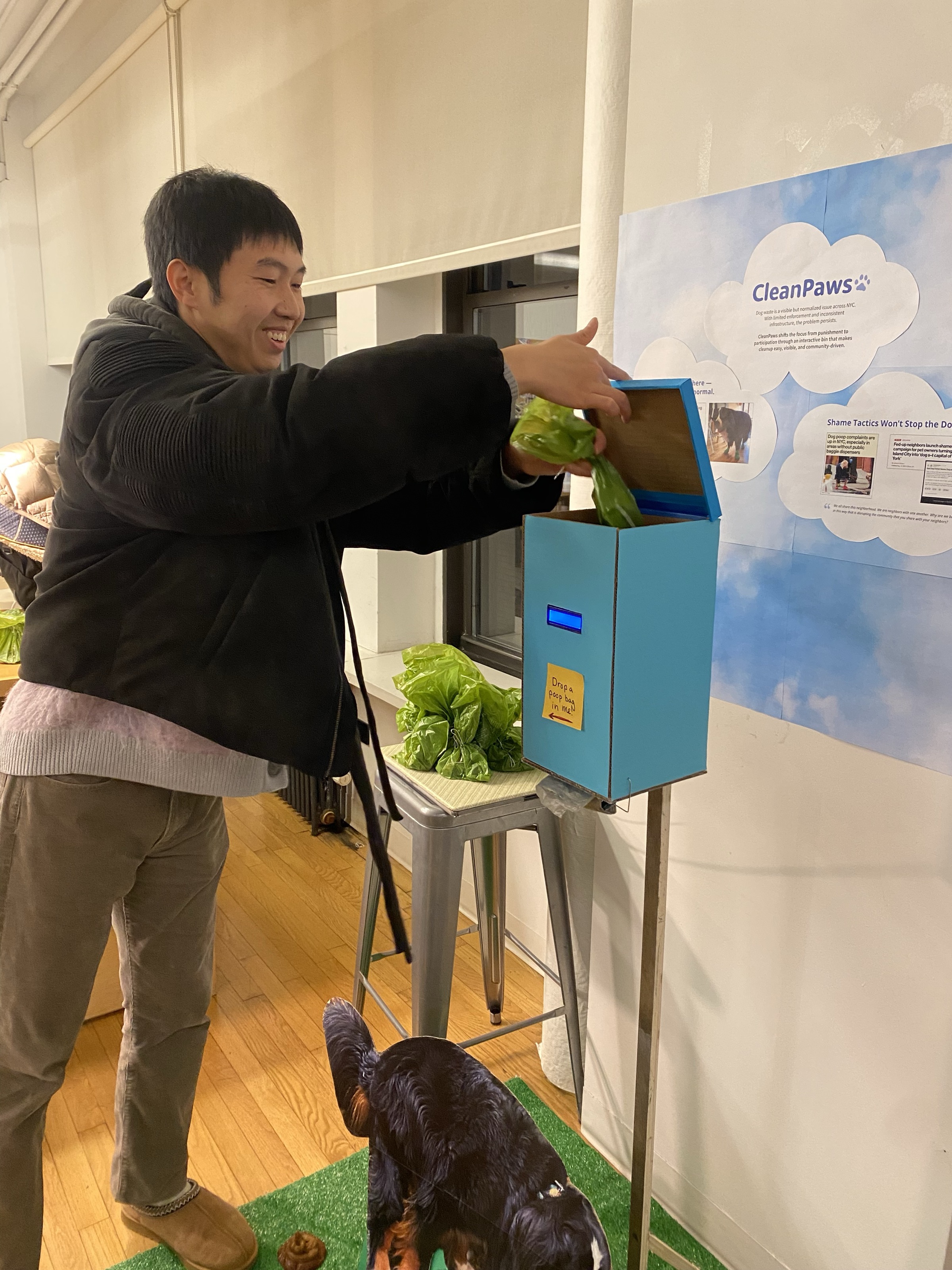 CleanPaws bag drop interaction
